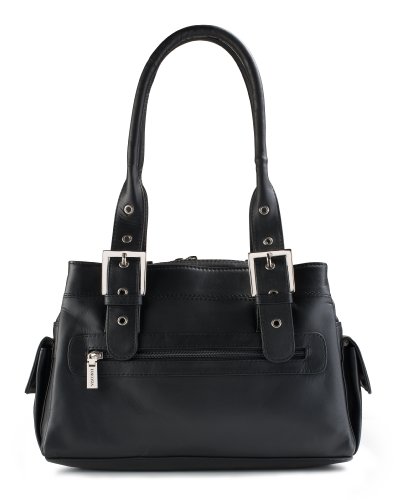 Visconti 18748 Womens Leather Shoulder Messenger Handbag Tote Bag Black ...