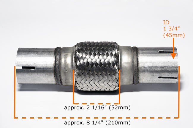Heavy Duty Exhaust Flex Pipe Stainless Steel Double Braided 12.2/" 5.91/" 1.77/"
